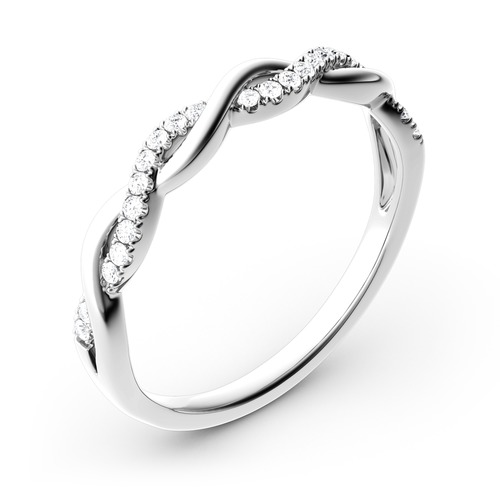 Moissanite Twist Round Cut Gold Band